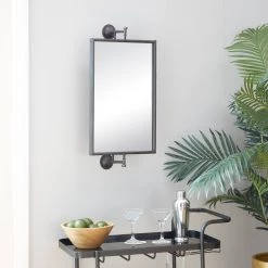 28" Black Wood Industrial Wall Mirror by Ivory and Iris -Cheap Ivory and Iris Store D396324S 8