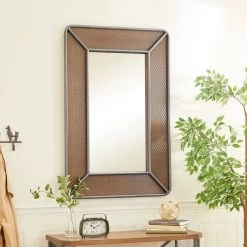 Brand new 🤩 47" Brown Wood Industrial Wall Mirror by Ivory and Iris 🔥 -Cheap Ivory and Iris Store D396328S 8