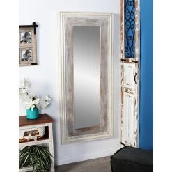 Brand new 🤩 59" White Farmhouse Wood Wall Mirror by Ivory and Iris 💯 -Cheap Ivory and Iris Store D396340S 8