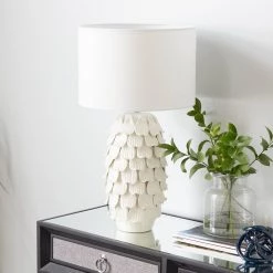 Discount ❤️ 28" White Ceramic Coastal Table Lamp by Ivory and Iris 🔔 -Cheap Ivory and Iris Store D399078S 8
