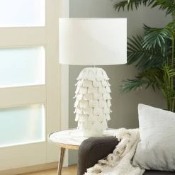Discount ❤️ 28" White Ceramic Coastal Table Lamp by Ivory and Iris 🔔 -Cheap Ivory and Iris Store D399078S 9