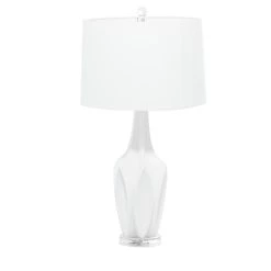 Buy π White Polystone Coastal Accent Lamp, 7" x 7" x 28" by Ivory and Iris π