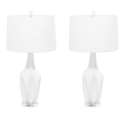 Buy 🌟 White Polystone Coastal Accent Lamp, 7" x 7" x 28" by Ivory and Iris 🔔 -Cheap Ivory and Iris Store D399099S 6