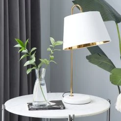 Best deal 🔥 22" White Metal Modern Table Lamp by Ivory and Iris 🎁 -Cheap Ivory and Iris Store D399103S 9