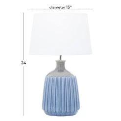 Hot Sale ❤️ 24" Blue Ceramic Coastal Table Lamp by Ivory and Iris 😀 -Cheap Ivory and Iris Store D399108S 7