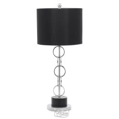 Promo ✔️ Black Polystone Contemporary Accent Lamp, 13" x 13" x 30" by Ivory and Iris 🥰 -Cheap Ivory and Iris Store D399109S 4