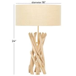 Buy 🛒 24" Natural Beige Wood Rustic Table Lamp by Ivory and Iris 🤩 -Cheap Ivory and Iris Store D399110S 8