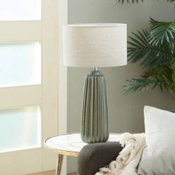 Outlet ⌛ 24" Gray Ceramic Traditional Table Lamp by Ivory and Iris 🥰 -Cheap Ivory and Iris Store D399113S 11