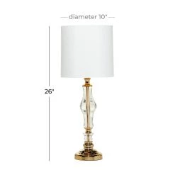 Budget 🧨 Gold Glass Glam Table Lamp, 26" x 10" x 10" by Ivory and Iris 🔔 -Cheap Ivory and Iris Store D399118S 6