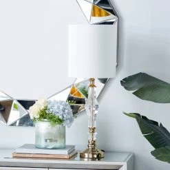 Budget 🧨 Gold Glass Glam Table Lamp, 26" x 10" x 10" by Ivory and Iris 🔔 -Cheap Ivory and Iris Store D399118S 7