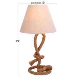 Deals 😀 Brown Jute Rope and Iron Rustic Table Lamp, 29" x 15" x 15" by Ivory and Iris 😍 -Cheap Ivory and Iris Store D399120S 8