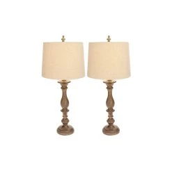 Flash Sale ⌛ Set of 2 Brown Polystone Traditional Table Lamp, 32" by Ivory and Iris ⌛ -Cheap Ivory and Iris Store D399126S 11