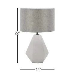 Hot Sale 🔔 Light Grey Ceramic Modern Table Lamp, 22" x 14" x 14" by Ivory and Iris 😉 -Cheap Ivory and Iris Store D399128S 8 1