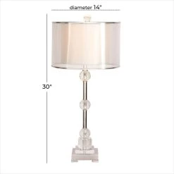 Budget 😀 Silver Metal Glam Table Lamp, 30" x 14" x 14" by Ivory and Iris 👏 -Cheap Ivory and Iris Store D399130S 4
