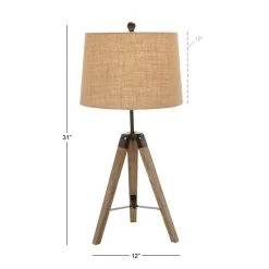 Best deal 😍 Set of 2 Brown Wood Rustic Table Lamp, 31" by Ivory and Iris 🥰 -Cheap Ivory and Iris Store D399137S 8