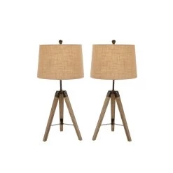 Best deal 😍 Set of 2 Brown Wood Rustic Table Lamp, 31" by Ivory and Iris 🥰 -Cheap Ivory and Iris Store D399137S 9