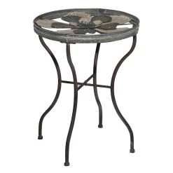Coupon 𧨠24" Silver Metal Flower Top End Table by Ivory and Iris π