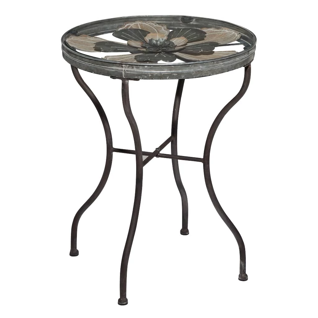 Coupon 𧨠24" Silver Metal Flower Top End Table by Ivory and Iris π 1 Coupon 𧨠24" Silver Metal Flower Top End Table by Ivory and Iris π