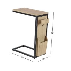 Outlet 🧨 24" Light Brown Wood & Metal Industrial Accent Table by Ivory and Iris 🔥 -Cheap Ivory and Iris Store D400054S 10