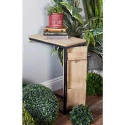 Outlet 🧨 24" Light Brown Wood & Metal Industrial Accent Table by Ivory and Iris 🔥 -Cheap Ivory and Iris Store D400054S 11