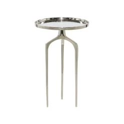 Budget 🛒 25" Contemporary Round Silver Aluminum Raised Edge Accent Table by Ivory and Iris ⌛