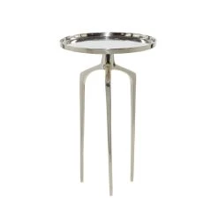 Budget 🛒 25" Contemporary Round Silver Aluminum Raised Edge Accent Table by Ivory and Iris ⌛ -Cheap Ivory and Iris Store D400055S 5