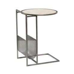 Best Sale π 24" Gray Metal Contemporary Accent Table by Ivory and Iris π