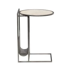 Best Sale 👏 24" Gray Metal Contemporary Accent Table by Ivory and Iris 🎉 -Cheap Ivory and Iris Store D400065S 3