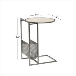 Best Sale 👏 24" Gray Metal Contemporary Accent Table by Ivory and Iris 🎉 -Cheap Ivory and Iris Store D400065S 7