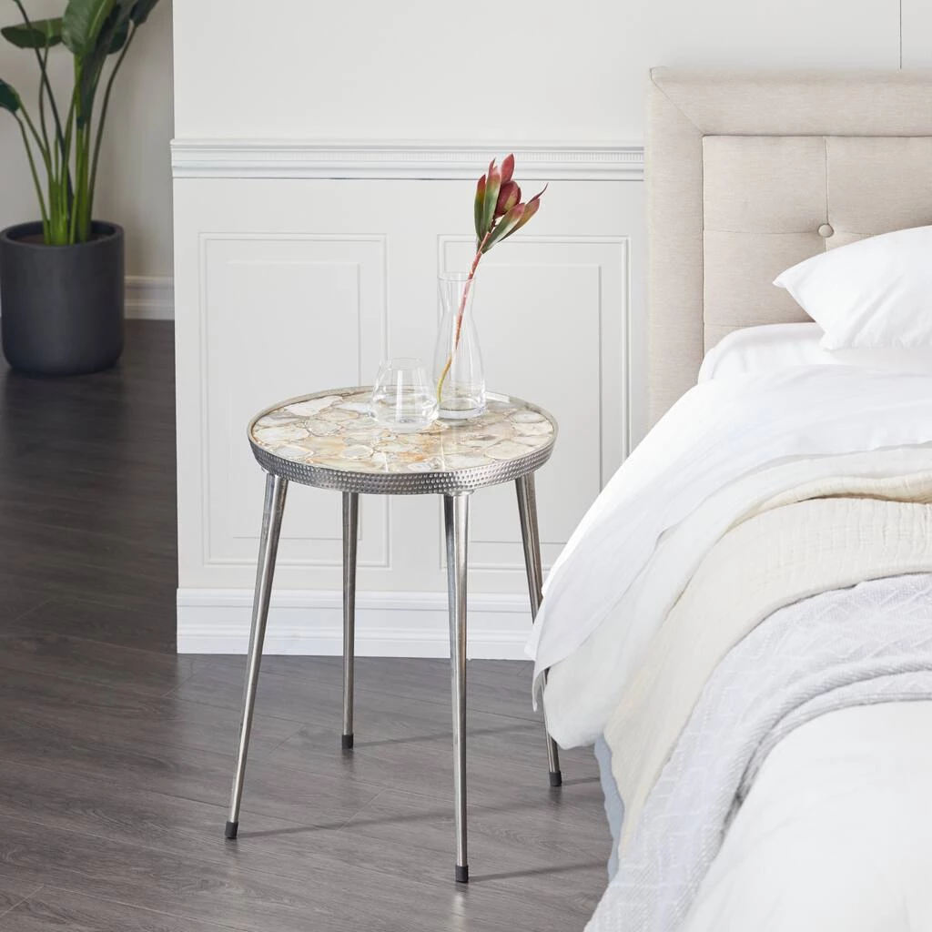 Deals π 23" Silver Contemporary Agate Accent Table by Ivory and Iris π 10 Deals π 23" Silver Contemporary Agate Accent Table by Ivory and Iris π - Image 10