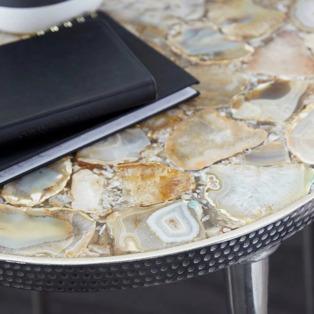Deals π 23" Silver Contemporary Agate Accent Table by Ivory and Iris π 12 Deals π 23" Silver Contemporary Agate Accent Table by Ivory and Iris π - Image 12