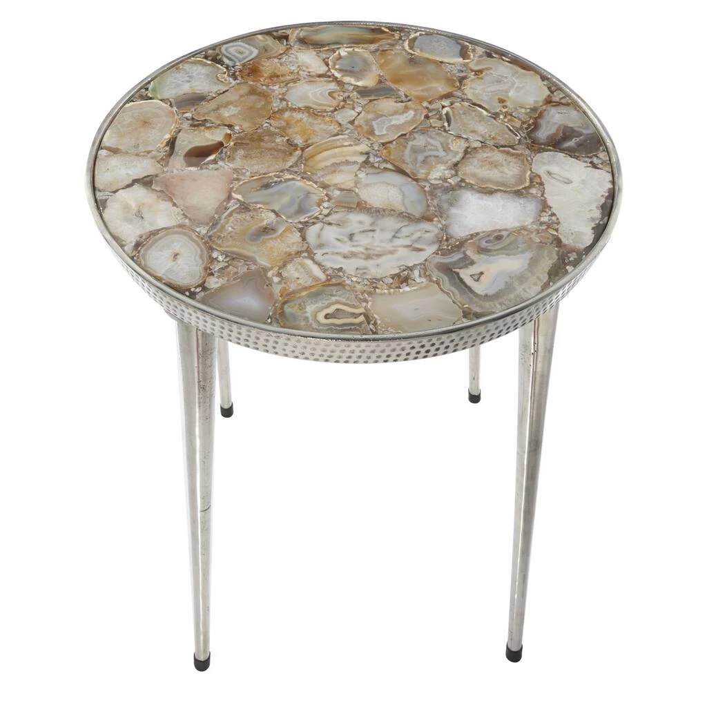Deals π 23" Silver Contemporary Agate Accent Table by Ivory and Iris π 2 Deals π 23" Silver Contemporary Agate Accent Table by Ivory and Iris π - Image 2