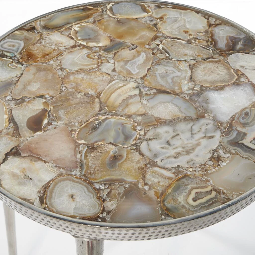Deals π 23" Silver Contemporary Agate Accent Table by Ivory and Iris π 3 Deals π 23" Silver Contemporary Agate Accent Table by Ivory and Iris π - Image 3