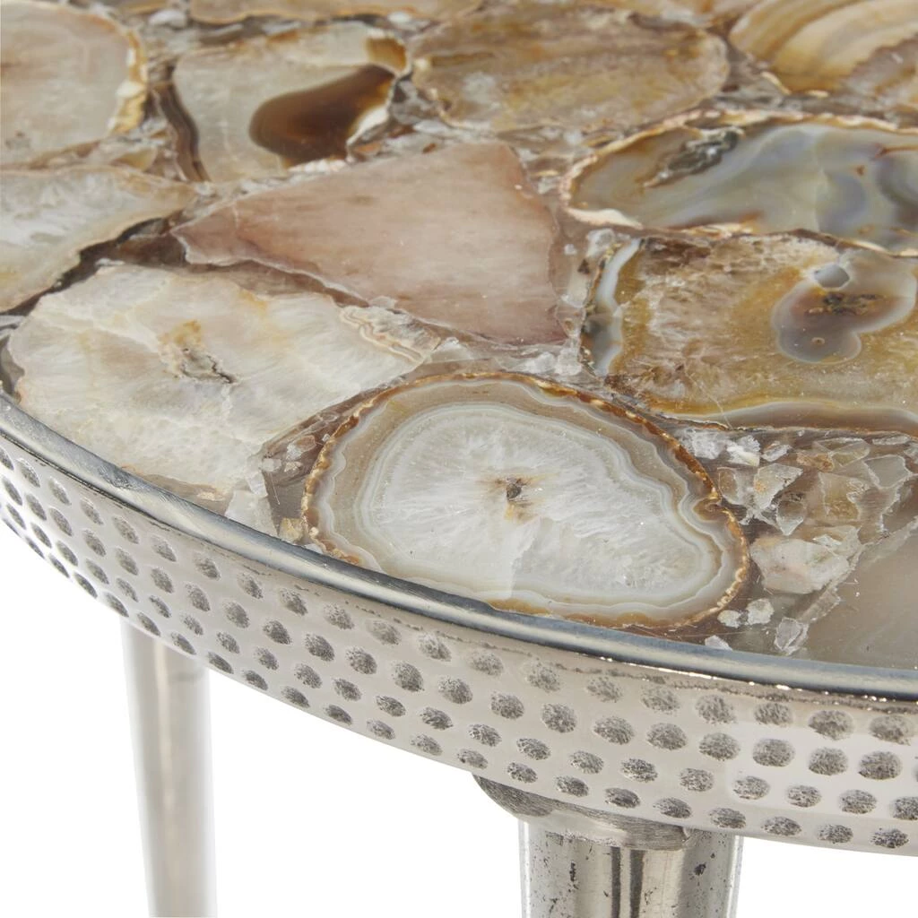 Deals π 23" Silver Contemporary Agate Accent Table by Ivory and Iris π 6 Deals π 23" Silver Contemporary Agate Accent Table by Ivory and Iris π - Image 6