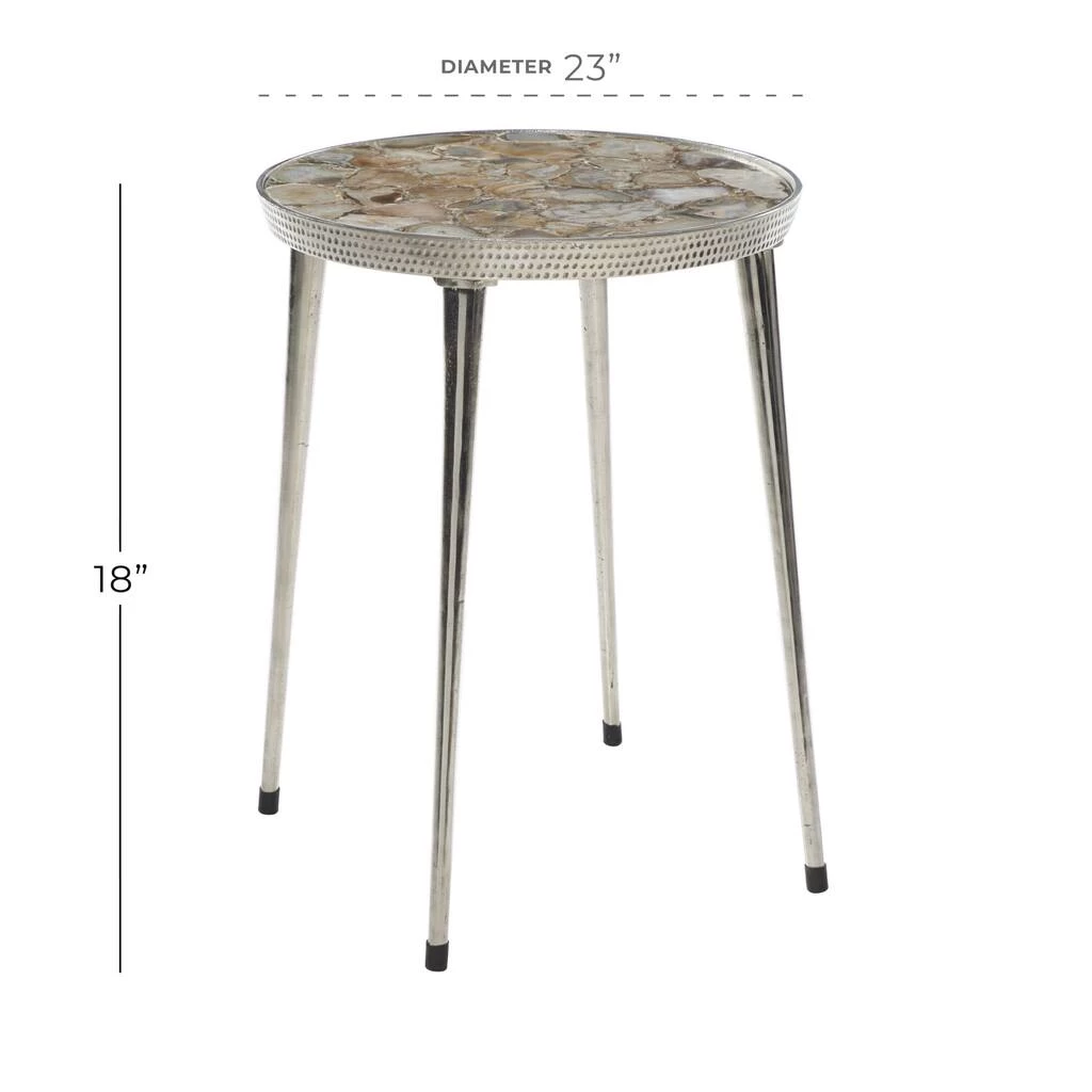 Deals π 23" Silver Contemporary Agate Accent Table by Ivory and Iris π 8 Deals π 23" Silver Contemporary Agate Accent Table by Ivory and Iris π - Image 8