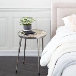 Deals π 23" Silver Contemporary Agate Accent Table by Ivory and Iris π 20 Deals π 23" Silver Contemporary Agate Accent Table by Ivory and Iris π -Cheap Ivory and Iris Store D400067S 9