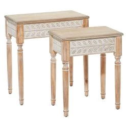 Discount ✔️ Whitewashed Wood Farmhouse Accent Table Set by Ivory and Iris 😀