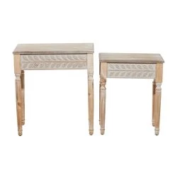 Discount ✔️ Whitewashed Wood Farmhouse Accent Table Set by Ivory and Iris 😀 -Cheap Ivory and Iris Store D400070S 4