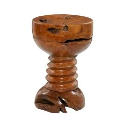 Best deal 😀 20" Brown Teak Wood Rustic Stool by Ivory and Iris 🤩 -Cheap Ivory and Iris Store D400073S 3