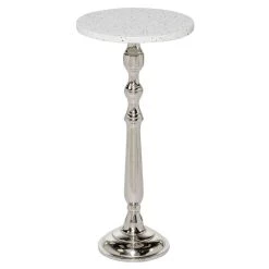 Discount 😀 25" Silver Traditional Terrazzo Accent Table by Ivory and Iris 😀