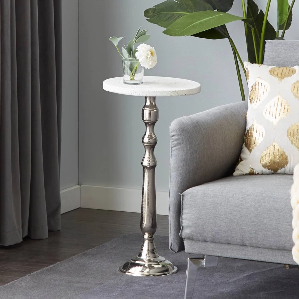 Discount π 25" Silver Traditional Terrazzo Accent Table by Ivory and Iris π 6 Discount π 25" Silver Traditional Terrazzo Accent Table by Ivory and Iris π - Image 6