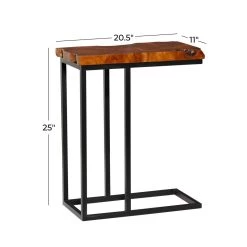 Best reviews of 🌟 25" Brown Teak Wood Contemporary Accent Table by Ivory and Iris 🎉 -Cheap Ivory and Iris Store D400075S 7