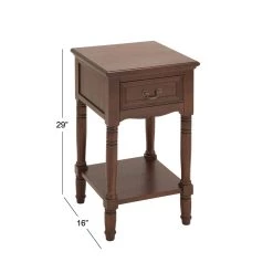 Outlet 🔥 29" Brown Pine Traditional Accent Table by Ivory and Iris 🎉 -Cheap Ivory and Iris Store D400078S 5