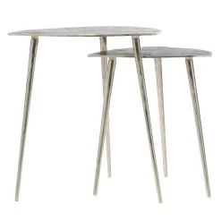 Budget ✔️ Gray Aluminum Contemporary Accent Table Set by Ivory and Iris 💯 -Cheap Ivory and Iris Store D400083S 3