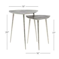 Budget ✔️ Gray Aluminum Contemporary Accent Table Set by Ivory and Iris 💯 -Cheap Ivory and Iris Store D400083S 7