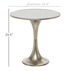 Hot Sale 🥰 25" Silver Industrial Marble Accent Table by Ivory and Iris 👏 -Cheap Ivory and Iris Store D400086S 5