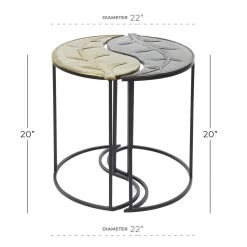 Flash Sale 🎁 Gold & Black Leaf Metal Contemporary Accent Table Set by Ivory and Iris ⌛ -Cheap Ivory and Iris Store D400094S 8