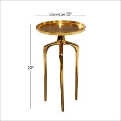 New ⌛ 22" Gold Aluminum Contemporary Accent Table by Ivory and Iris 🧨 -Cheap Ivory and Iris Store D400095S 6