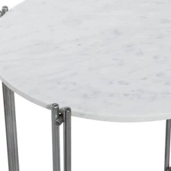 Best Sale 😉 24" Silver Contemporary Marble Accent Table by Ivory and Iris 🥰 -Cheap Ivory and Iris Store D400097S 3