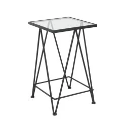 Cheapest ✔️ Black Metal & Glass Contemporary Accent Table Set by Ivory and Iris 👍 -Cheap Ivory and Iris Store D400098S 3